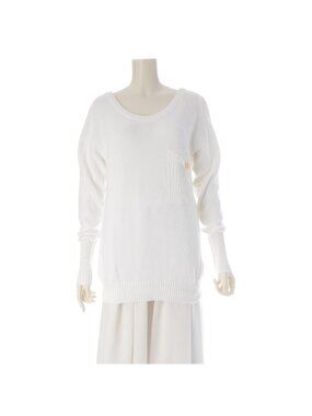 Chanel Cotton CC Logo Embroidery Clover Button Long Sleeve Sweater Knit Top